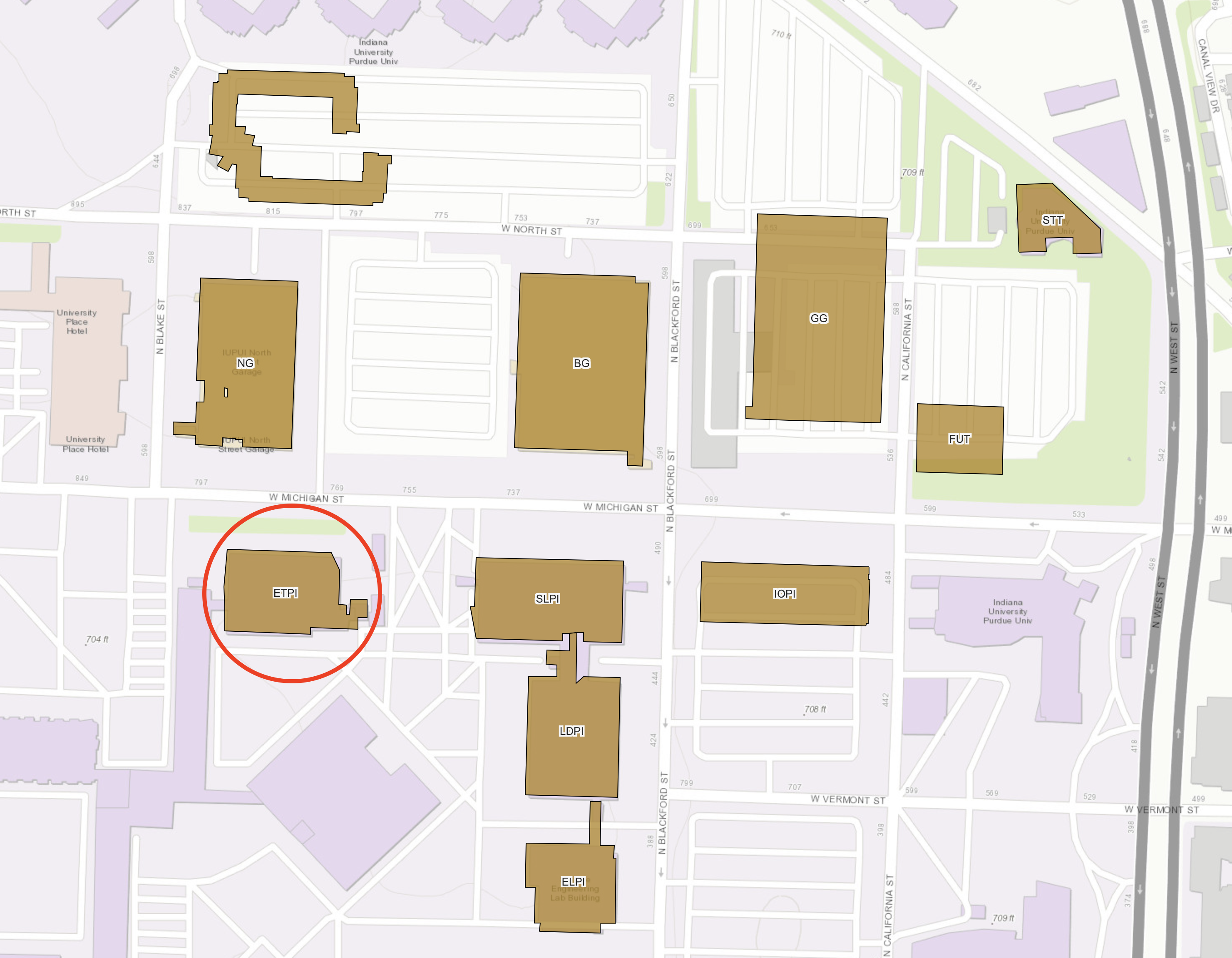 Purdue Indianapolis Map